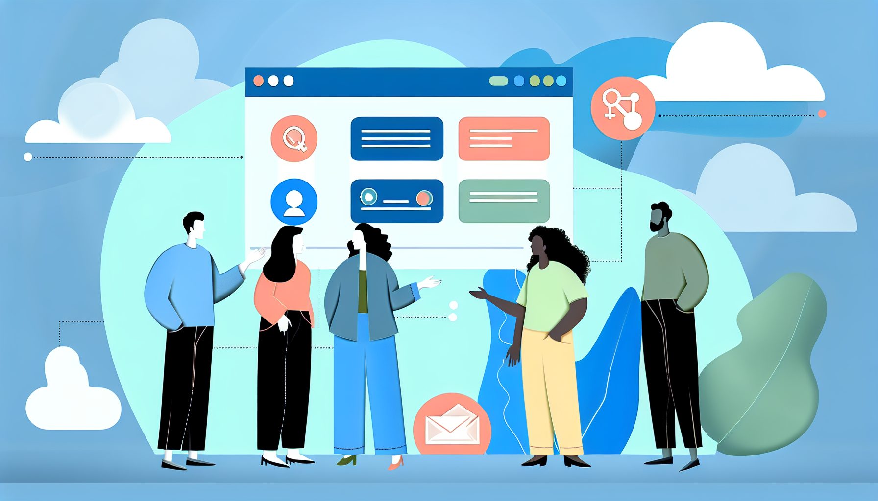 Team collaborating on a digital CRM interface, featuring contact management and sales automation.